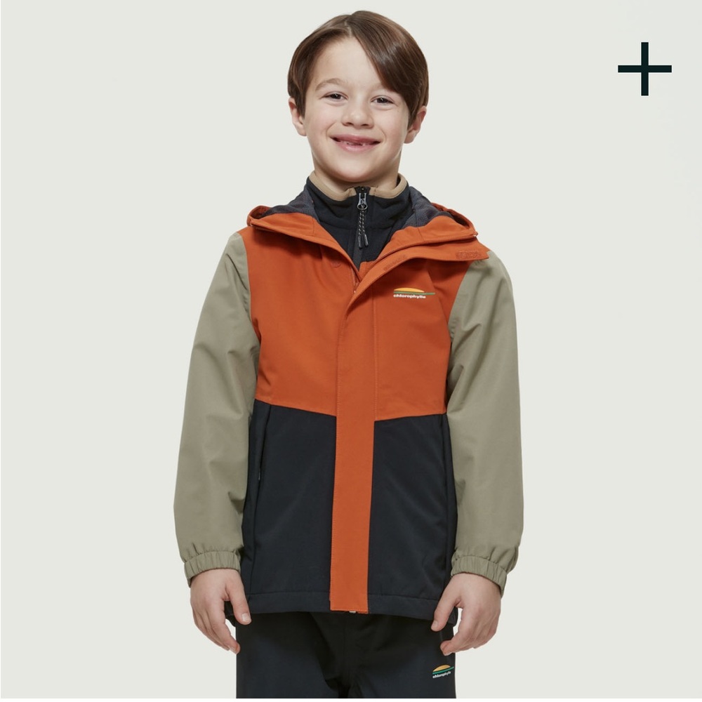Chlorophylle Temis Raincoat for Kids Size XL Sienna Orange Colour Block